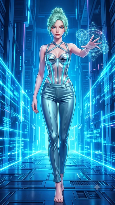 score_9, masterpiece, best quality, ultra-detailed, high-budget anime keyframe, semi-realistic 3D game render, editorial fashion photography, tasteful artistic composition, Japanese woman. low angle full-body shot from head to toe showing her feet, f