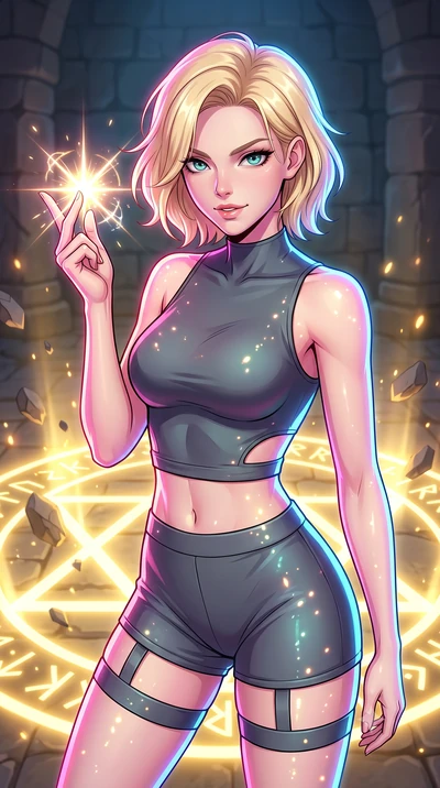 score_9, masterpiece, best quality, ultra-detailed, high-budget anime keyframe, clean line-art, cel-shading, Caucasian woman, strictly human ears. close-up cowboy shot from the waist and thighs up, the character dominates the composition, filling the