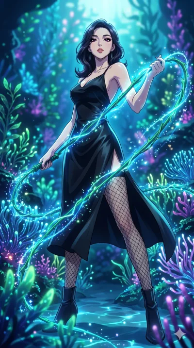 score_9, masterpiece, best quality, ultra-detailed, High-budget Anime Keyframe, vibrant colors, fluid line-art, expressive lighting, cinematic composition, Ufotable-style visual effects, top-tier animation quality, Korean woman with idol-like refined