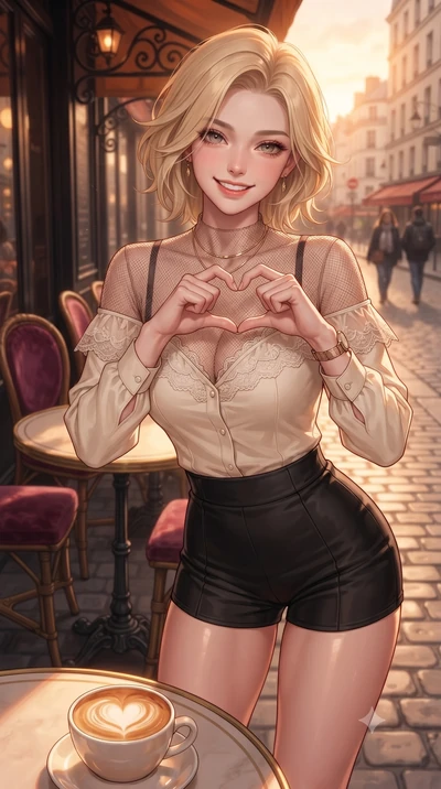 score_9, masterpiece, best quality, ultra-detailed, high-budget anime keyframe, editorial fashion photography, tasteful artistic composition, Caucasian woman. close-up cowboy shot from the waist and thighs up, the character dominates the composition,