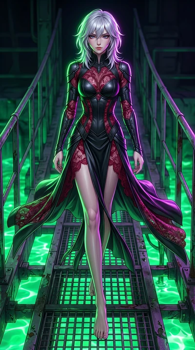 score_9, masterpiece, best quality, ultra-detailed, high-budget anime keyframe, editorial fashion photography, tasteful artistic composition, Japanese woman. low angle full-body shot from head to toe showing her feet, filling the entire 9:16 vertical