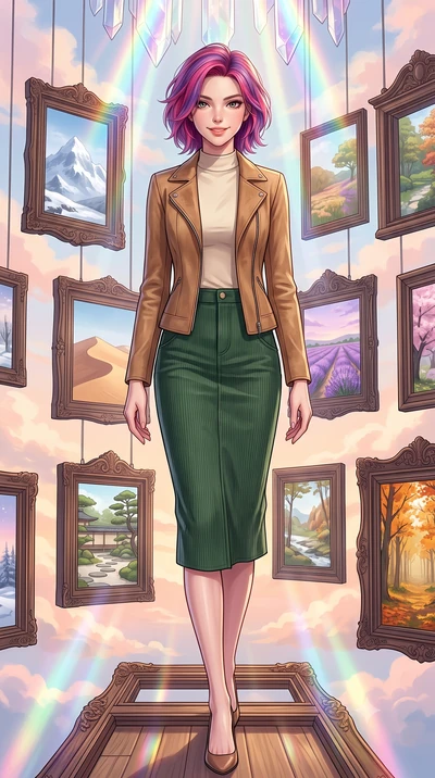 score_9, masterpiece, best quality, ultra-detailed, high-budget anime keyframe, editorial fashion photography, tasteful artistic composition, Caucasian woman, strictly human ears. low angle full-body shot from head to toe showing her feet, filling th