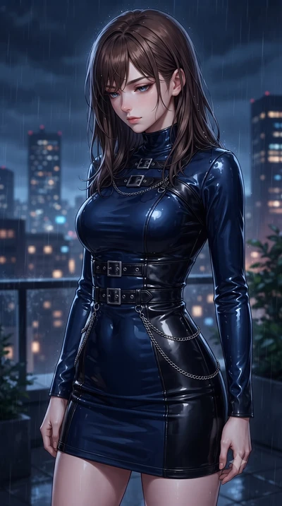 score_9, masterpiece, best quality, ultra-detailed, high-budget anime keyframe, editorial fashion photography, tasteful artistic composition, Korean woman. close-up cowboy shot from the waist and thighs up, the character dominates the composition, fi