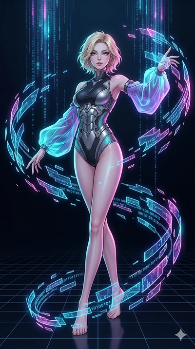 score_9, masterpiece, best quality, ultra-detailed, high-budget anime movie keyframe, cinematic anime lighting, intricate line art, Japanese woman. Low angle cowboy shot filling the entire 9:16 frame with her statuesque presence. dancing with data-sh
