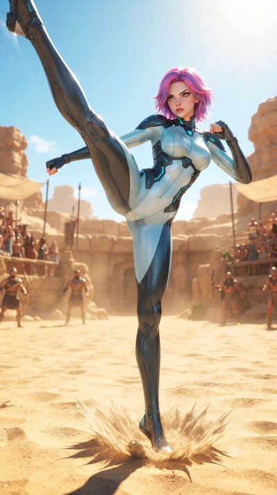 score_9, masterpiece, best quality, ultra-detailed, high-budget anime keyframe, editorial fashion photography, tasteful artistic composition, Caucasian woman. low angle full-body shot from head to toe showing her feet, filling the entire 9:16 vertica