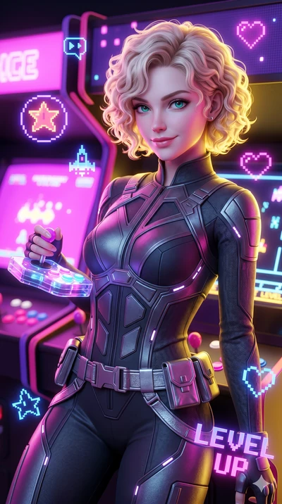 score_9, masterpiece, best quality, ultra-detailed, high-budget anime keyframe, semi-realistic 3D game render, Caucasian woman, strictly human ears. Upper body close-up from the thighs up, character filling the screen for maximum presence. She is lea