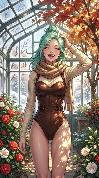 score_9, masterpiece, best quality, ultra-detailed, high-budget anime keyframe, vibrant anime aesthetic, Japanese woman. cowboy shot from the thighs up, character and outfit filling the frame for maximum presence. She is laughing happily while runnin