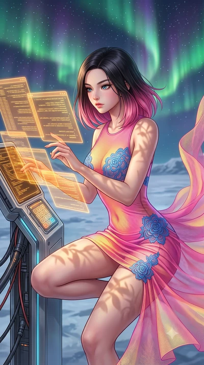 score_9, masterpiece, best quality, ultra-detailed, high-budget anime keyframe, editorial fashion photography, tasteful artistic composition, Korean woman. close-up cowboy shot from the waist and thighs up, the character dominates the composition, fi