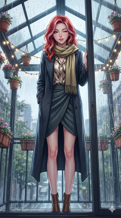 score_9, masterpiece, best quality, ultra-detailed, high-budget anime keyframe, vibrant anime aesthetic, Caucasian woman, strictly human ears. low angle full-body shot from head to toe showing her feet, filling the entire 9:16 vertical frame with her