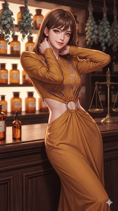 Korean woman. close-up cowboy shot from the waist and thighs up, the character dominates the composition, fi.