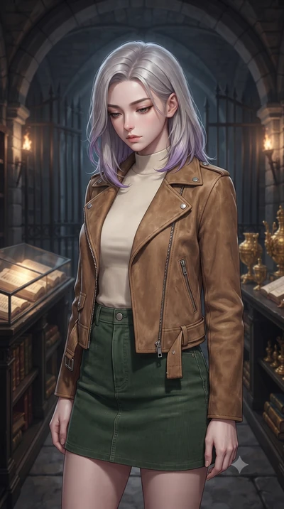 score_9, masterpiece, best quality, ultra-detailed, high-budget anime keyframe, editorial fashion photography, tasteful artistic composition, Caucasian woman, strictly human ears. close-up cowboy shot from the waist and thighs up, the character domin