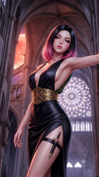 score_9, masterpiece, best quality, ultra-detailed, high-budget anime keyframe, semi-realistic 3D game render, editorial fashion photography, tasteful artistic composition, Korean woman. close-up cowboy shot from the waist and thighs up, the characte