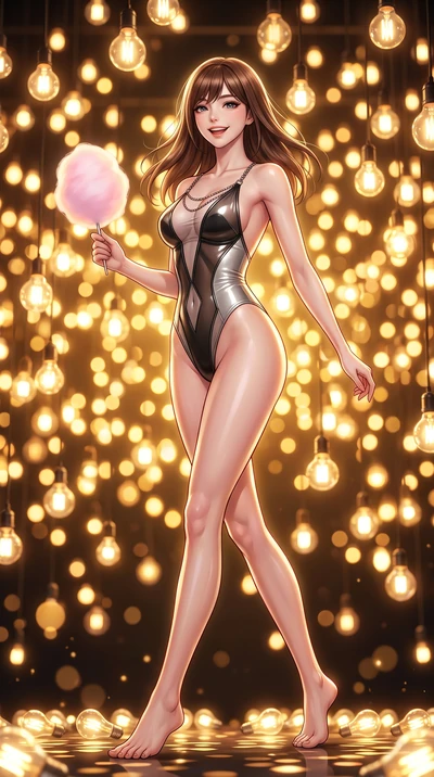 score_9, masterpiece, best quality, ultra-detailed, high-budget anime keyframe, editorial fashion photography, tasteful artistic composition, Korean woman. low angle full-body shot from head to toe showing her feet, filling the entire 9:16 vertical f