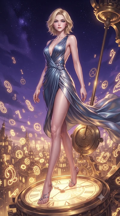 score_9, masterpiece, best quality, ultra-detailed, high-budget anime keyframe, editorial fashion photography, tasteful artistic composition, Caucasian woman. low angle full-body shot from head to toe showing her feet, filling the entire 9:16 vertica