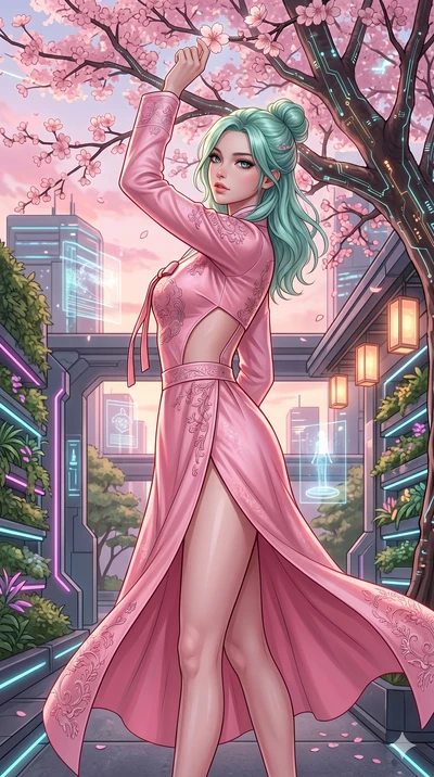 score_9, masterpiece, best quality, ultra-detailed, high-budget anime keyframe, editorial fashion photography, tasteful artistic composition, Japanese woman. cowboy shot from the thighs up, character and outfit filling the frame for maximum editorial