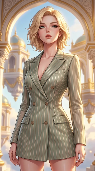 score_9, masterpiece, best quality, ultra-detailed, high-budget anime keyframe, editorial fashion photography, tasteful artistic composition, Caucasian woman. close-up cowboy shot from the waist and thighs up, the character dominates the composition,