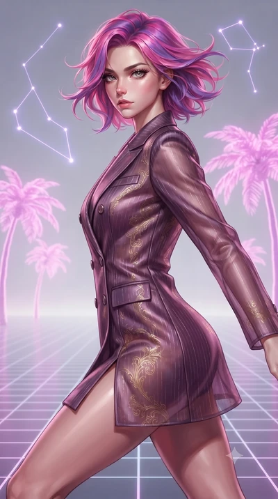 score_9, masterpiece, best quality, ultra-detailed, high-budget anime keyframe, editorial fashion photography, tasteful artistic composition, Caucasian woman. close-up cowboy shot from the waist and thighs up, the character dominates the composition,