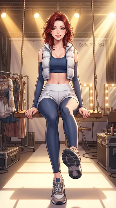 score_9, masterpiece, best quality, ultra-detailed, high-budget anime keyframe, vibrant anime aesthetic, Korean woman. low angle full-body shot from head to toe showing her feet, filling the entire 9:16 vertical frame with her statuesque presence, st