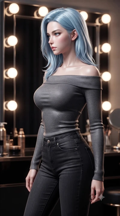 score_9, masterpiece, best quality, ultra-detailed, high-budget anime keyframe, editorial fashion photography, tasteful artistic composition, Korean woman woman. close-up cowboy shot from the waist and thighs up, the character dominates the compositi