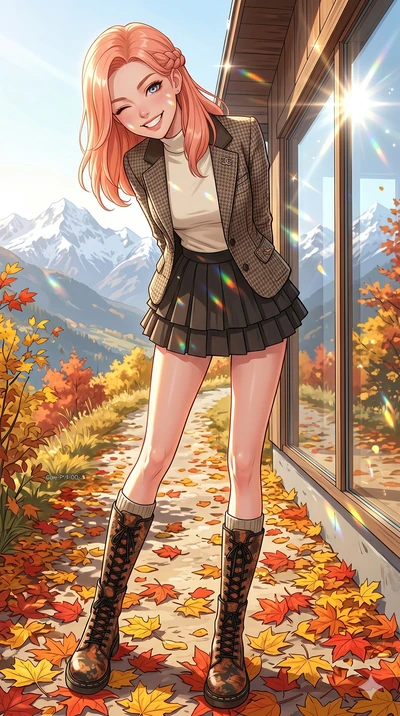 score_9, masterpiece, best quality, ultra-detailed, high-budget anime keyframe, vibrant anime aesthetic, Japanese woman. low angle full-body shot from head to toe showing her feet, filling the entire 9:16 vertical frame with her statuesque presence, 