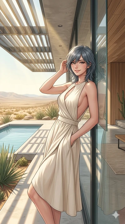 score_9, masterpiece, best quality, ultra-detailed, high-budget anime keyframe, editorial fashion photography, tasteful artistic composition, Caucasian woman, strictly human ears. cowboy shot from the thighs up, character and outfit filling the frame