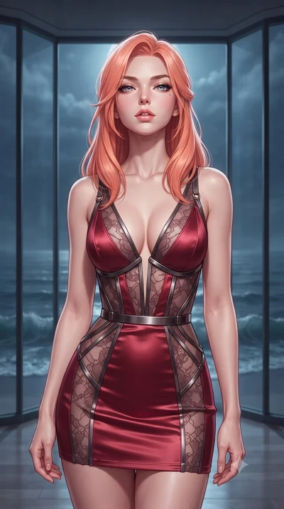 score_9, masterpiece, best quality, ultra-detailed, high-budget anime keyframe, editorial fashion photography, tasteful artistic composition, Japanese woman. close-up cowboy shot from the waist and thighs up, the character dominates the composition, 