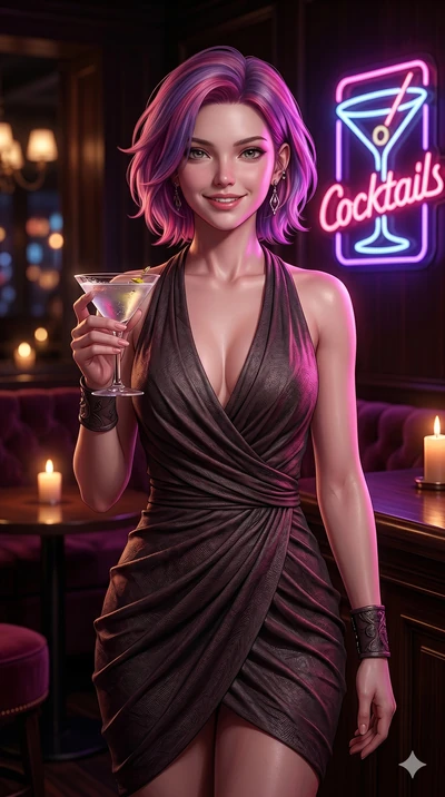 score_9, masterpiece, best quality, ultra-detailed, high-budget anime keyframe, semi-realistic 3D game render, Caucasian woman, strictly human ears. Upper body close-up from the thighs up, character filling the screen for maximum presence. Standing n