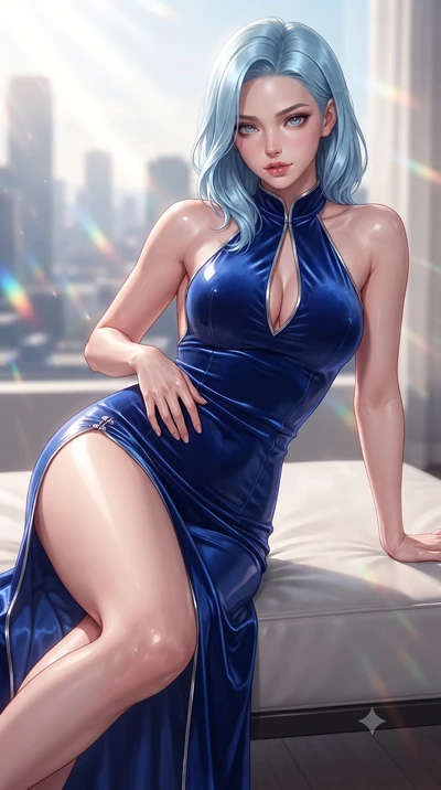 score_9, masterpiece, best quality, ultra-detailed, high-budget anime keyframe, editorial fashion photography, tasteful artistic composition, Korean woman. close-up cowboy shot from the waist and thighs up, the character dominates the composition, fi