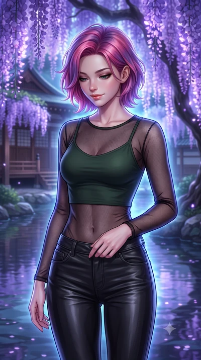 score_9, masterpiece, best quality, ultra-detailed, high-budget anime keyframe, editorial fashion photography, tasteful artistic composition, Caucasian woman, strictly human ears. close-up cowboy shot from the waist and thighs up, the character domin