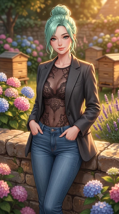 score_9, masterpiece, best quality, ultra-detailed, high-budget anime keyframe, editorial fashion photography, tasteful artistic composition, Japanese woman woman. close-up cowboy shot from the waist and thighs up, the character dominates the composi