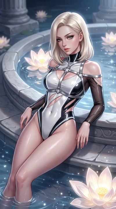 score_9, masterpiece, best quality, ultra-detailed, high-budget anime keyframe, semi-realistic 3D game render, editorial fashion photography, tasteful artistic composition, Caucasian woman. close-up cowboy shot from the waist and thighs up, the chara