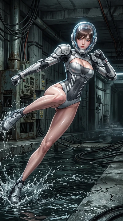 score_9, masterpiece, best quality, ultra-detailed, high-budget anime keyframe, semi-realistic 3D game render, editorial fashion photography, tasteful artistic composition, Korean woman. low angle full-body shot from head to toe showing her feet, fil