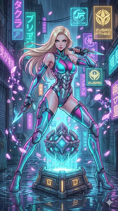 score_9, masterpiece, best quality, ultra-detailed, high-budget anime movie keyframe, cinematic anime lighting, intricate line art, Caucasian (strictly human ears) woman. Dynamic full-body shot stretching the vertical silhouette across the 9:16 frame