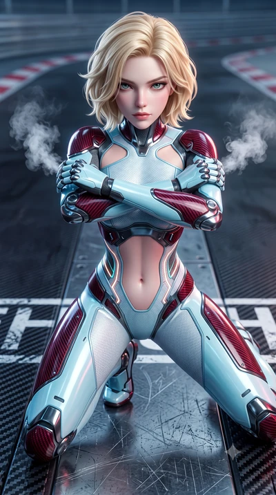 score_9, masterpiece, best quality, ultra-detailed, high-budget anime keyframe, semi-realistic 3D game render, editorial fashion photography, tasteful artistic composition, Caucasian woman. close-up cowboy shot from the waist and thighs up, the chara