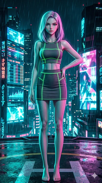 score_9, masterpiece, best quality, ultra-detailed, high-budget anime keyframe, editorial fashion photography, tasteful artistic composition, Caucasian woman, strictly human ears. cowboy shot from the thighs up, character and outfit filling the frame
