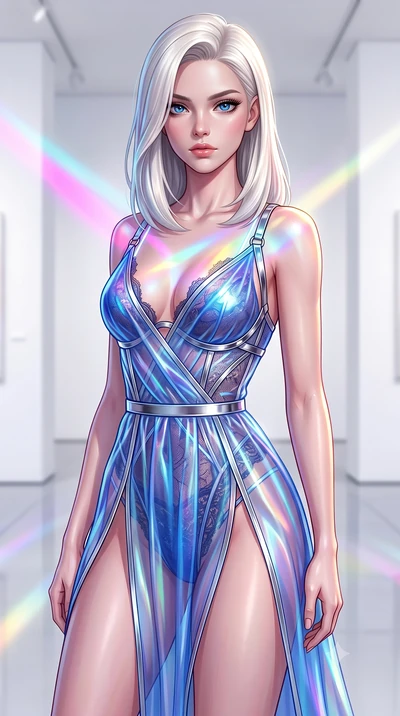 score_9, masterpiece, best quality, ultra-detailed, high-budget anime keyframe, semi-realistic 3D game render, editorial fashion photography, tasteful artistic composition, Caucasian woman. close-up cowboy shot from the waist and thighs up, the chara