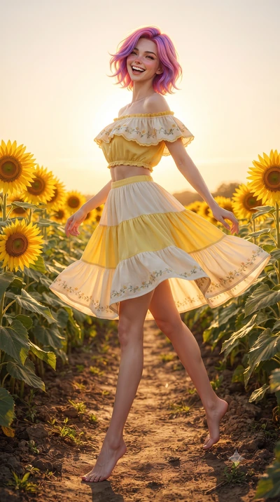 score_9, masterpiece, best quality, ultra-detailed, high-budget anime keyframe, editorial fashion photography, tasteful artistic composition, Caucasian woman. low angle full-body shot from head to toe showing her feet, filling the entire 9:16 vertica