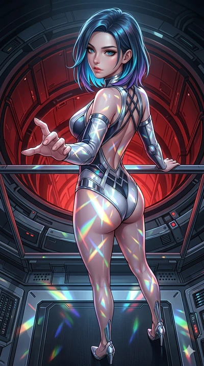 score_9, masterpiece, best quality, ultra-detailed, high-budget anime keyframe, editorial fashion photography, tasteful artistic composition, Caucasian woman, strictly human ears. cowboy shot from the thighs up, character and outfit filling the frame