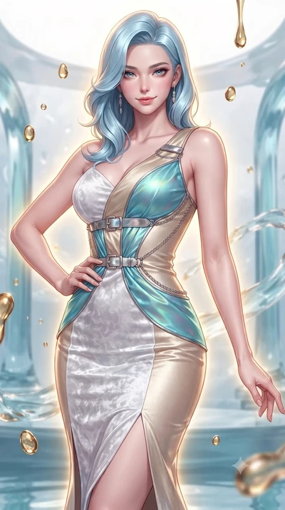 score_9, masterpiece, best quality, ultra-detailed, high-budget anime keyframe, editorial fashion photography, tasteful artistic composition, Korean woman. close-up cowboy shot from the waist and thighs up, the character dominates the composition, fi