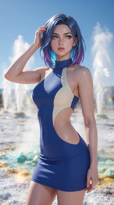 score_9, masterpiece, best quality, ultra-detailed, high-budget anime keyframe, editorial fashion photography, tasteful artistic composition, Caucasian woman, strictly human ears. close-up cowboy shot from the waist and thighs up, the character domin
