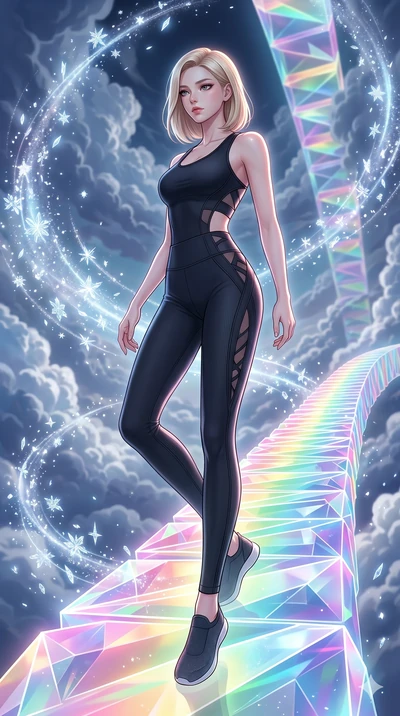 score_9, masterpiece, best quality, ultra-detailed, high-budget anime keyframe, editorial fashion photography, tasteful artistic composition, Korean woman. low angle full-body shot from head to toe showing her feet, filling the entire 9:16 vertical f