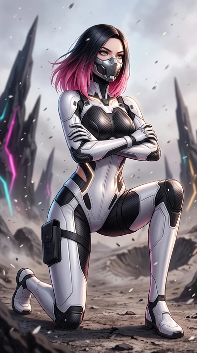 score_9, masterpiece, best quality, ultra-detailed, high-budget anime keyframe, semi-realistic 3D game render, editorial fashion photography, tasteful artistic composition, Korean woman. close-up cowboy shot from the waist and thighs up, the characte