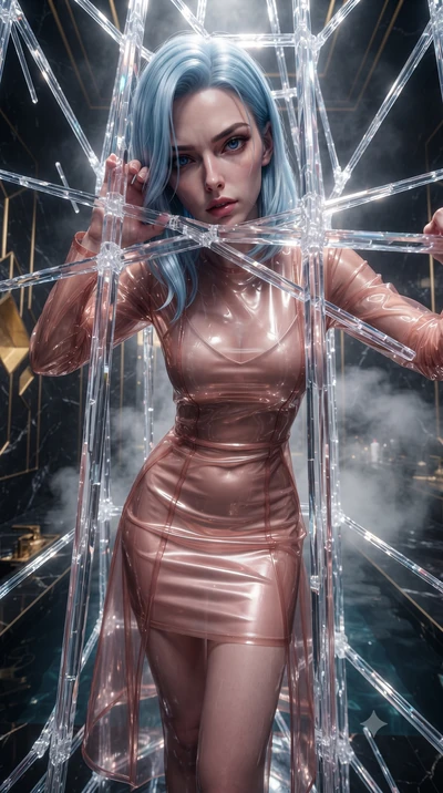 score_9, masterpiece, best quality, ultra-detailed, High-budget Anime Keyframe, editorial fashion photography, tasteful artistic composition, realistic cosplay photography, East Asian woman. Low angle cowboy shot filling the entire 9:16 frame with he