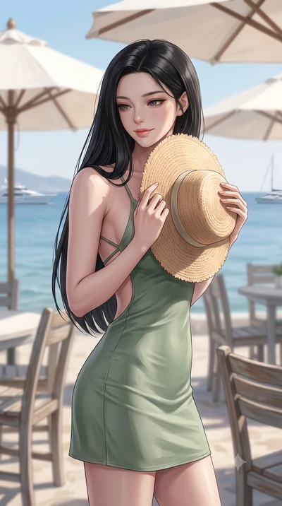 score_9, masterpiece, best quality, ultra-detailed, high-budget anime keyframe, editorial fashion photography, tasteful artistic composition, Korean woman woman. close-up cowboy shot from the waist and thighs up, the character dominates the compositi