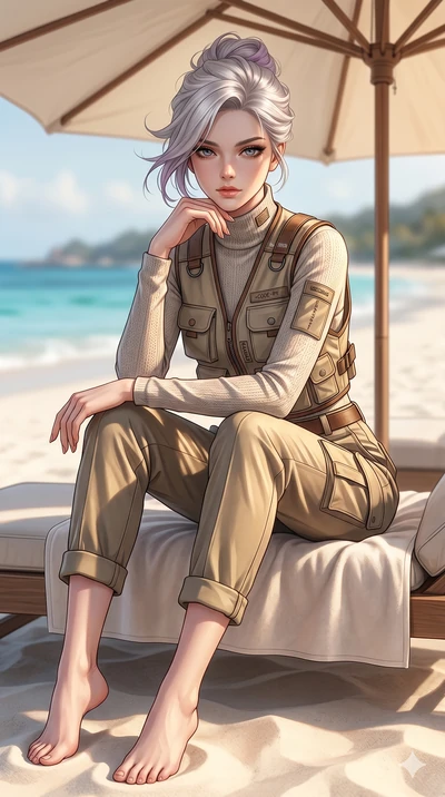 score_9, masterpiece, best quality, ultra-detailed, high-budget anime keyframe, editorial fashion photography, tasteful artistic composition, Caucasian woman, strictly human ears. low angle full-body shot from head to toe showing her feet, filling th