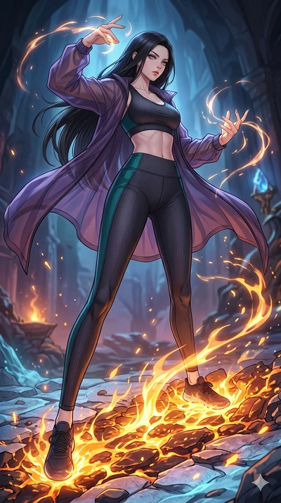 score_9, masterpiece, best quality, ultra-detailed, high-budget anime movie keyframe, cinematic anime lighting, intricate line art, Japanese anime girl. Dynamic full-body shot stretching the vertical silhouette with extreme perspective. casting a spe