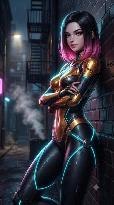 score_9, masterpiece, best quality, ultra-detailed, high-budget anime keyframe, semi-realistic 3D game render, editorial fashion photography, tasteful artistic composition, Korean woman. close-up cowboy shot from the waist and thighs up, the characte