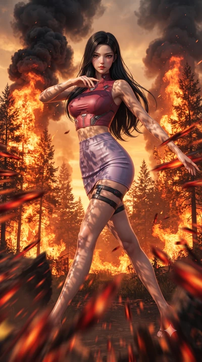 score_9, masterpiece, best quality, ultra-detailed, high-budget anime keyframe, editorial fashion photography, tasteful artistic composition, realistic cosplay photography, Korean woman. low angle full-body shot from head to toe showing her feet, fil