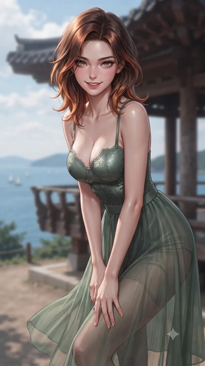 score_9, masterpiece, best quality, ultra-detailed, high-budget anime keyframe, editorial fashion photography, tasteful artistic composition, Korean woman woman. close-up cowboy shot from the waist and thighs up, the character dominates the compositi