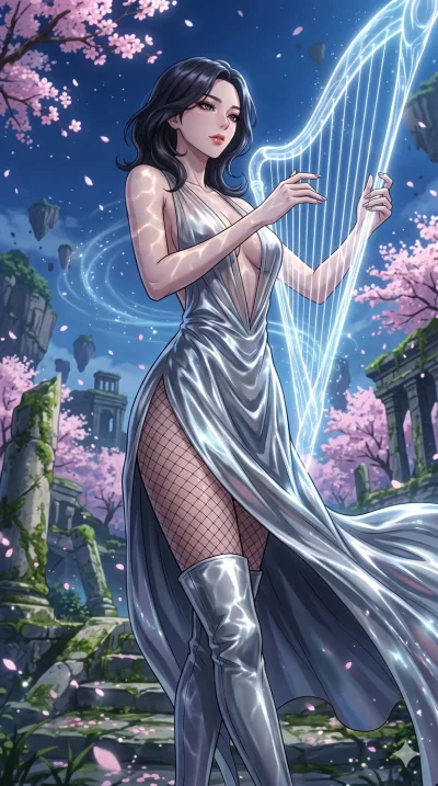 score_9, masterpiece, best quality, ultra-detailed, High-budget Anime Keyframe, vibrant colors, fluid line-art, expressive lighting, cinematic composition, Ufotable-style visual effects, top-tier animation quality, Korean woman with idol-like refined